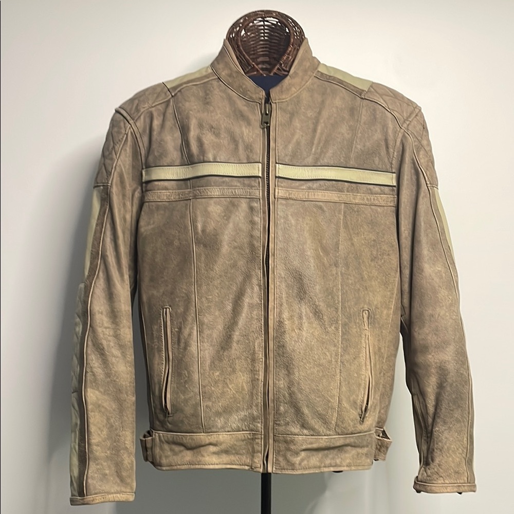 Xelement heavy Motorcycle Jacket with Distressed Finish
